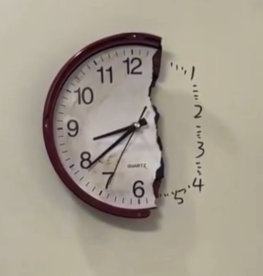 Artistic rendition of half a clock