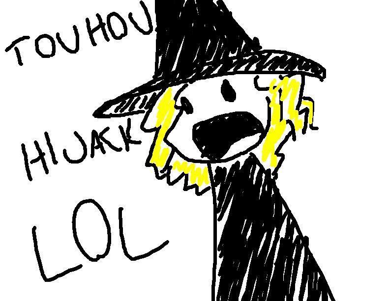 A poorly drawn Marisa Kirisame with the words 